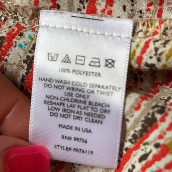 PAINTED THREADS peplum style long sleeve blouse / top. Crop front multi color XS - Picture 12 of 13